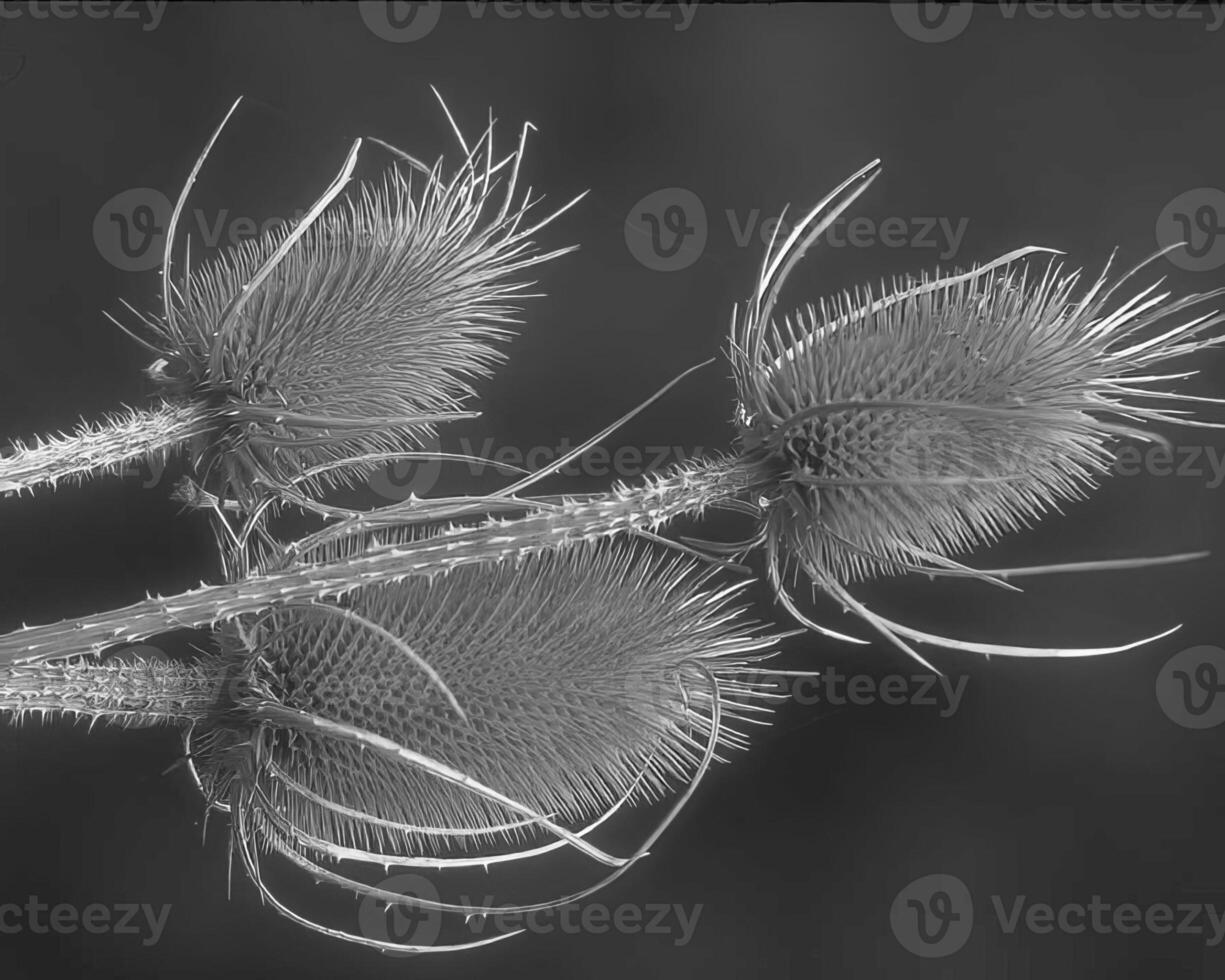 Flowers close view, natural plants black and white photo background