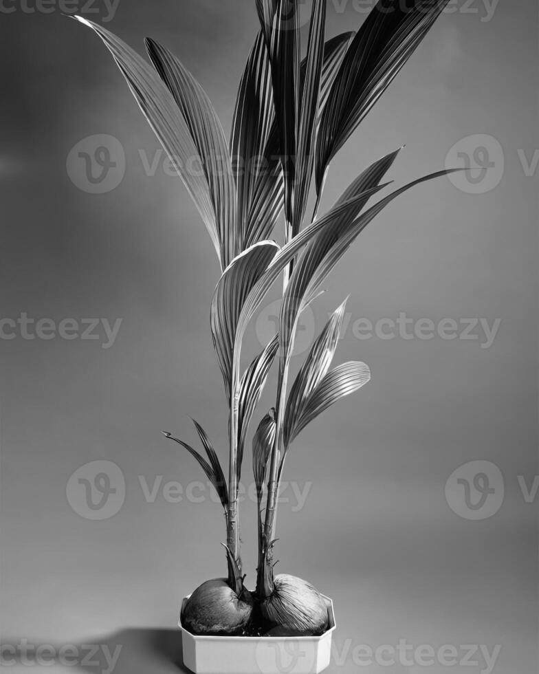 Flowers close view, natural plants black and white photo background
