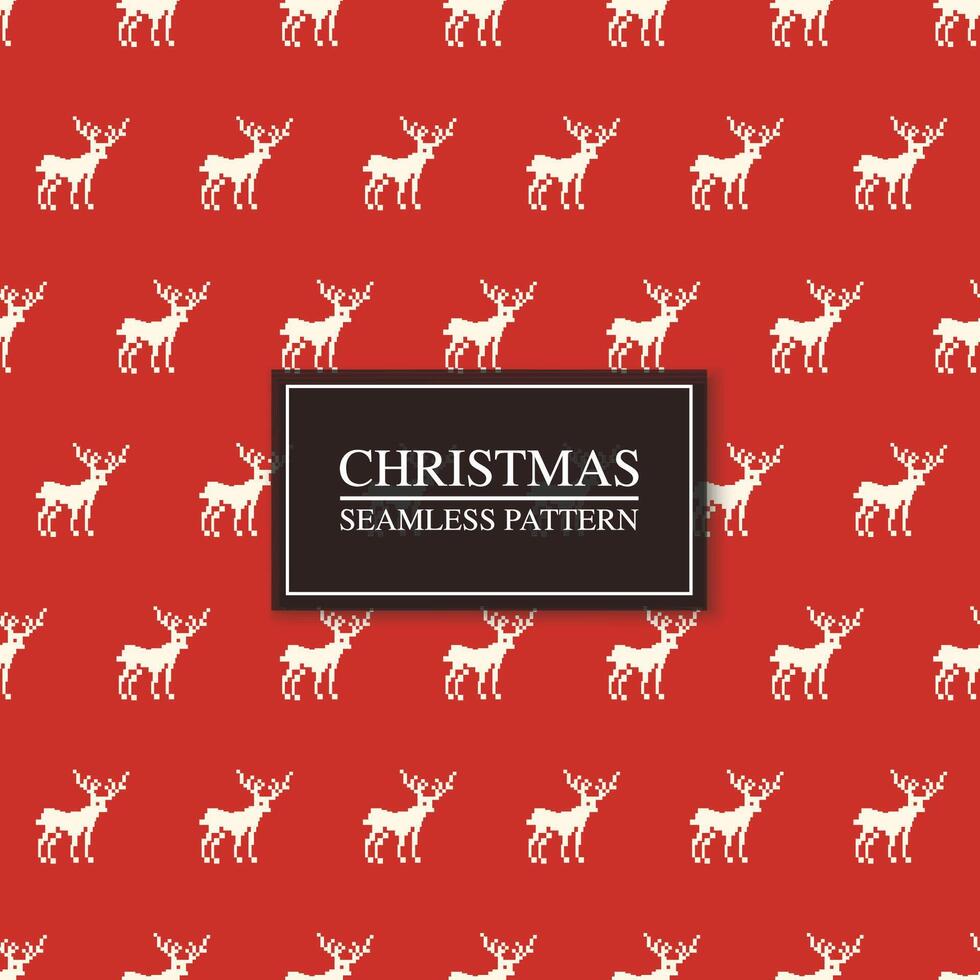 seamless red christmas deer pattern. Festive repeatable xmas textile or wrapping background. Trendy holiday print vector