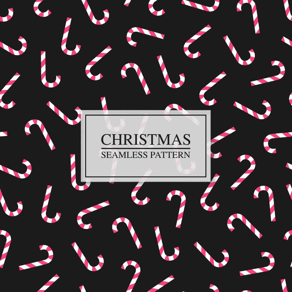 Christmas seamless pattern with candies canes. Repeatable holiday background. Black bright design. Trendy new year print vector