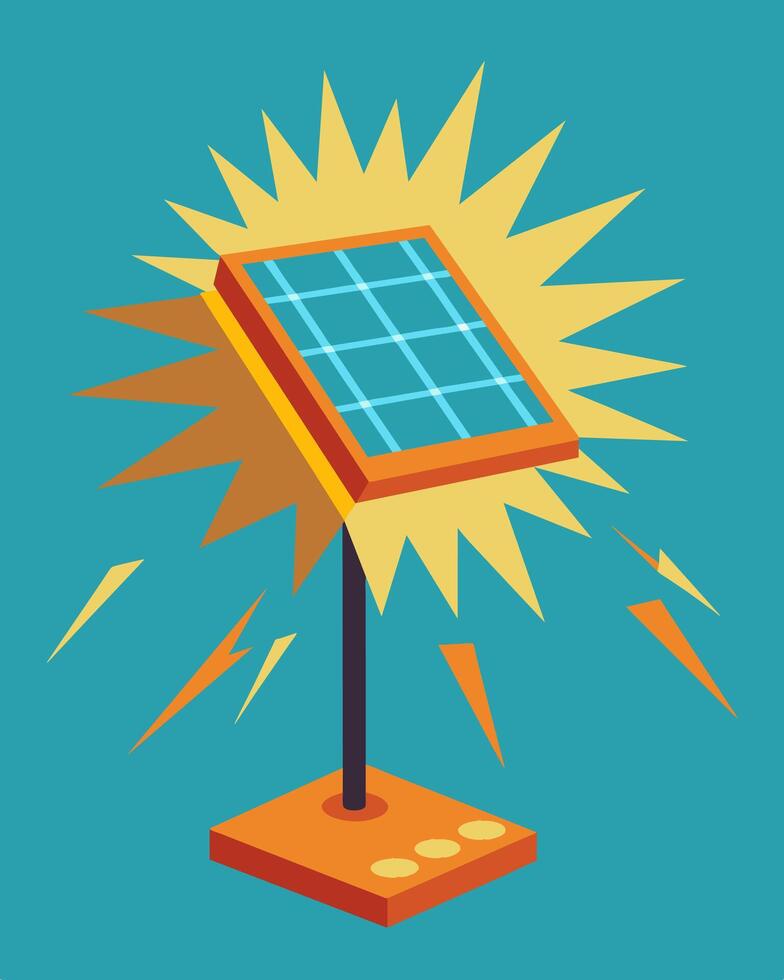 Unleash the power of the sun with this innovative solar charger perfect for emergency situations where traditional power sources are unavailable.. illustration. vector