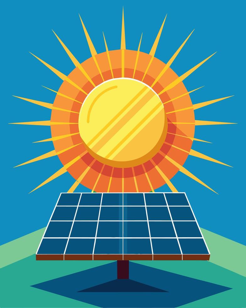 The suns rays dance on the solar trees solar panels creating a mesmerizing display of light and energy.. illustration. vector
