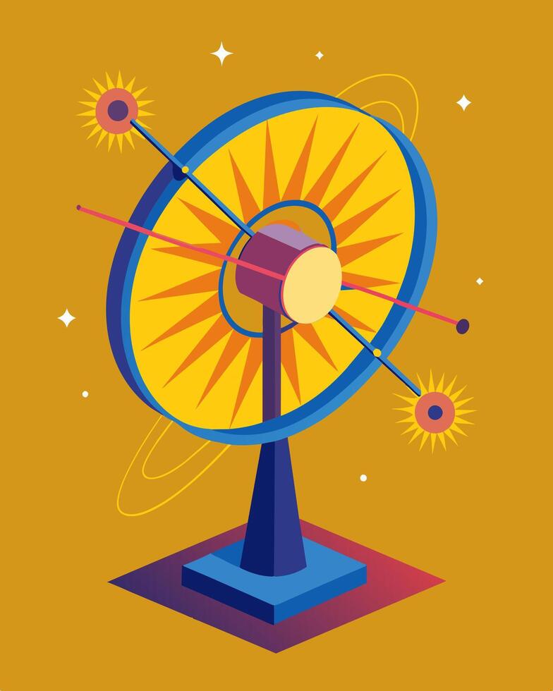 The Solar Wheel spins effortlessly fueled by the suns rays.. illustration. vector