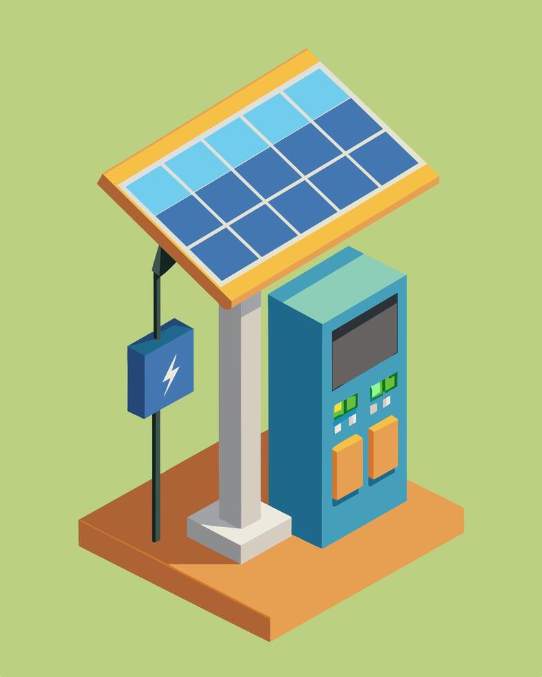 The solar panels on the charging station are specially designed to withstand extreme weather conditions ensuring a consistent and uninterrupted power supply for electric cars.. vector