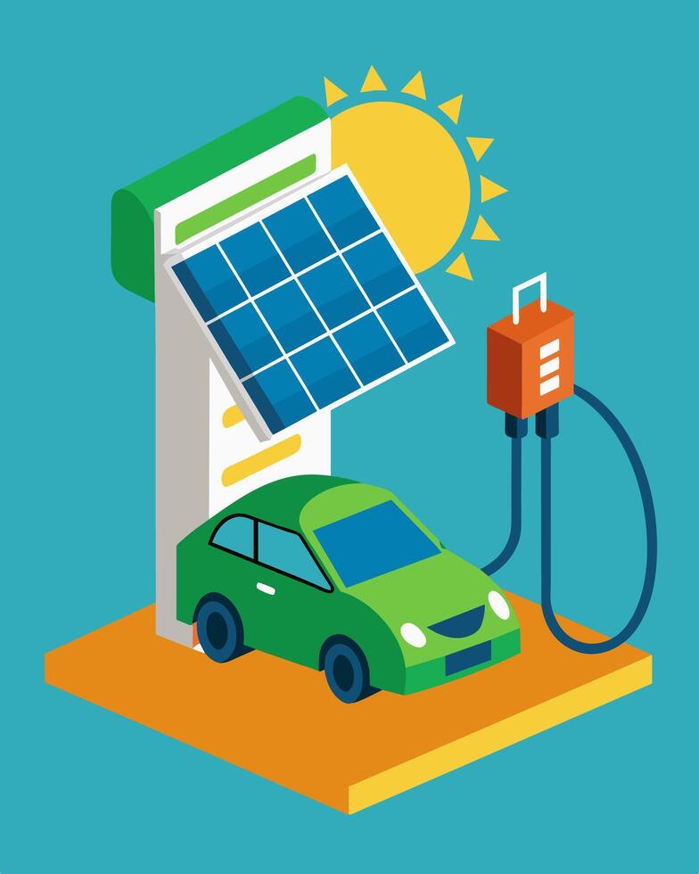 The solarpowered EV charger is not only an efficient and sustainable option for electric cars but also a great way to showcase the benefits of renewable energy to the community.. vector