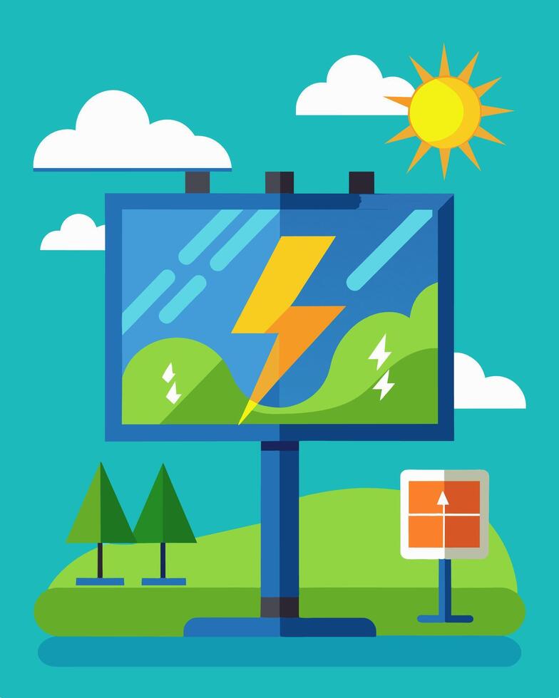 The energyefficient solarpowered billboard flashing catchy slogans and captivating graphics.. illustration. vector