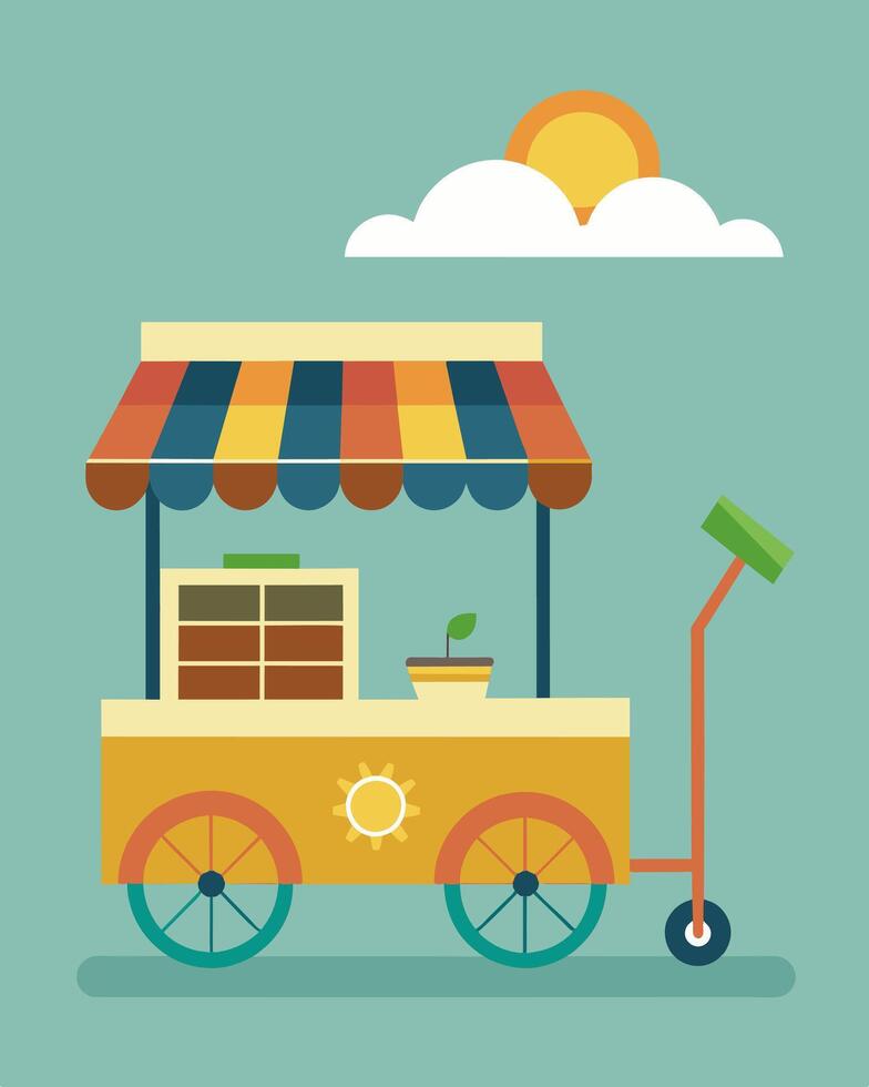 The local farmers market features a solarpowered ice cream cart highlighting the importance of renewable energy even in small businesses.. illustration. vector