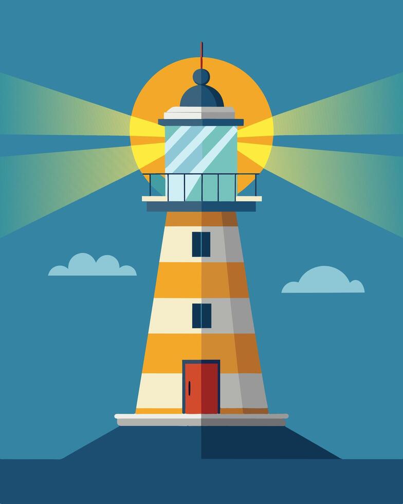 The solarpowered lighthouse stands as a testament to human ingenuity harnessing the suns power to provide a vital navigational aid.. illustration. vector