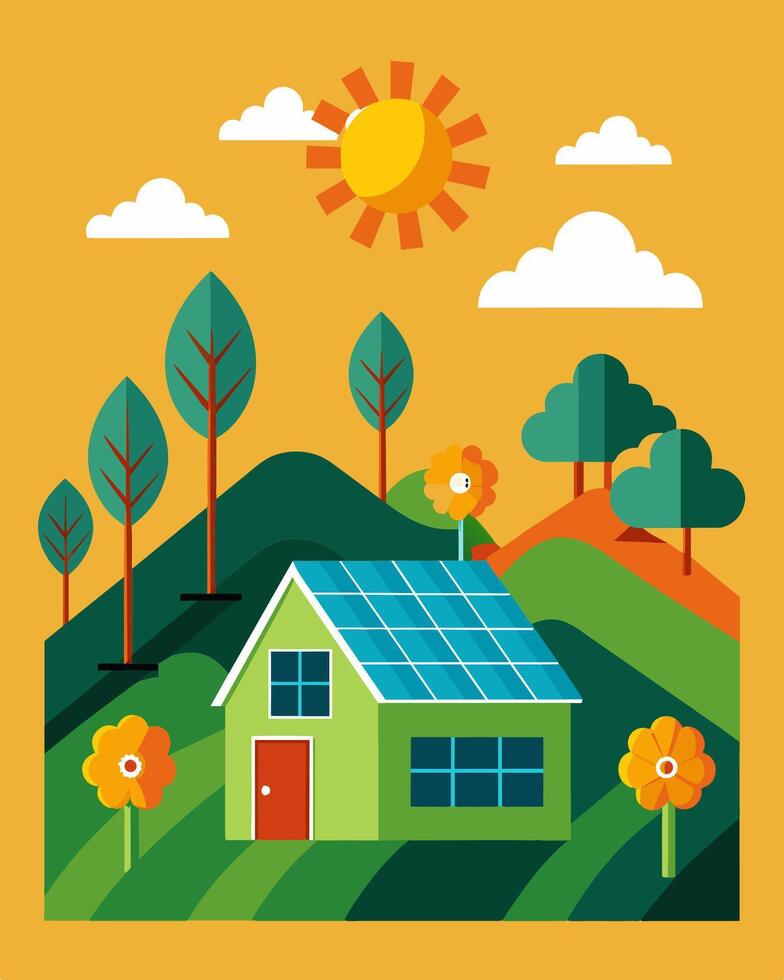 The integration of solar panels into farming operations not only reduces the carbon footprint but also allows for greater independence and selfsufficiency for farmers.. vector