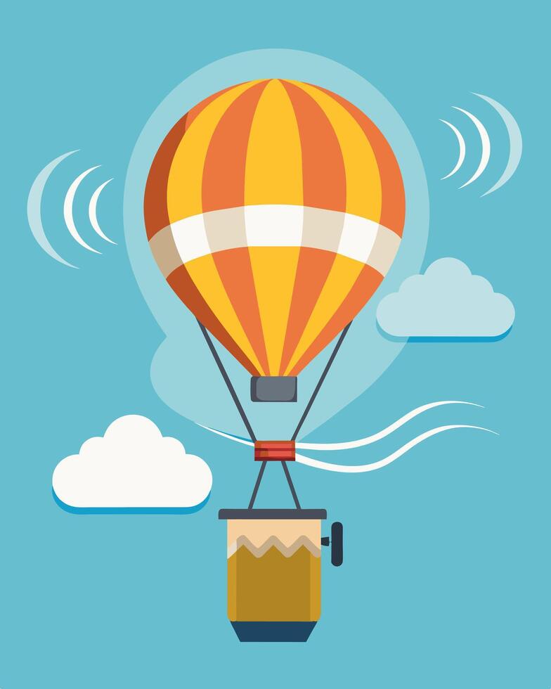 The hum of solarpowered fans could be heard as the pilot fired up the hot air balloons heating system.. illustration. vector