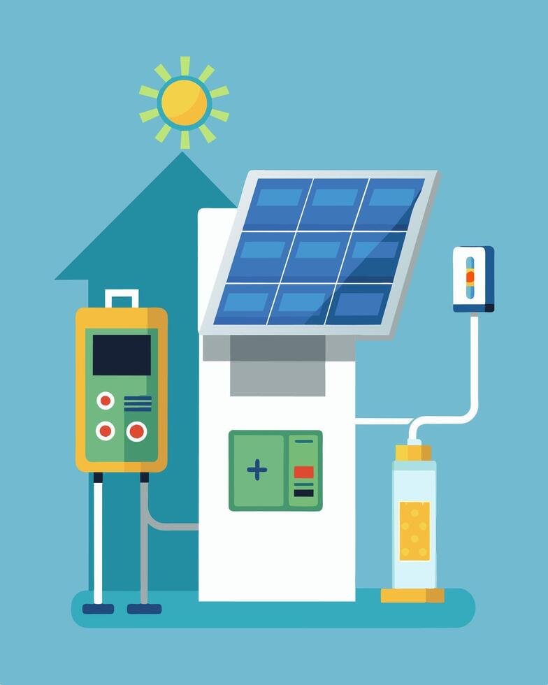 The hospitals medication dispensing system is powered by solar energy ensuring timely and accurate dispensing without reliance on electricity.. illustration. vector