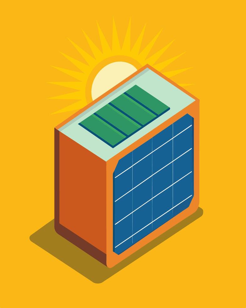 The compact solarpowered battery pack glowed softly as it soaked up the rays its panels angled towards the bright midday sun.. illustration. vector