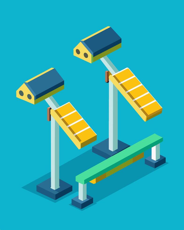 Weight benches with adjustable solar panels allowing you to position them to capture the most sunlight for charging.. illustration. vector