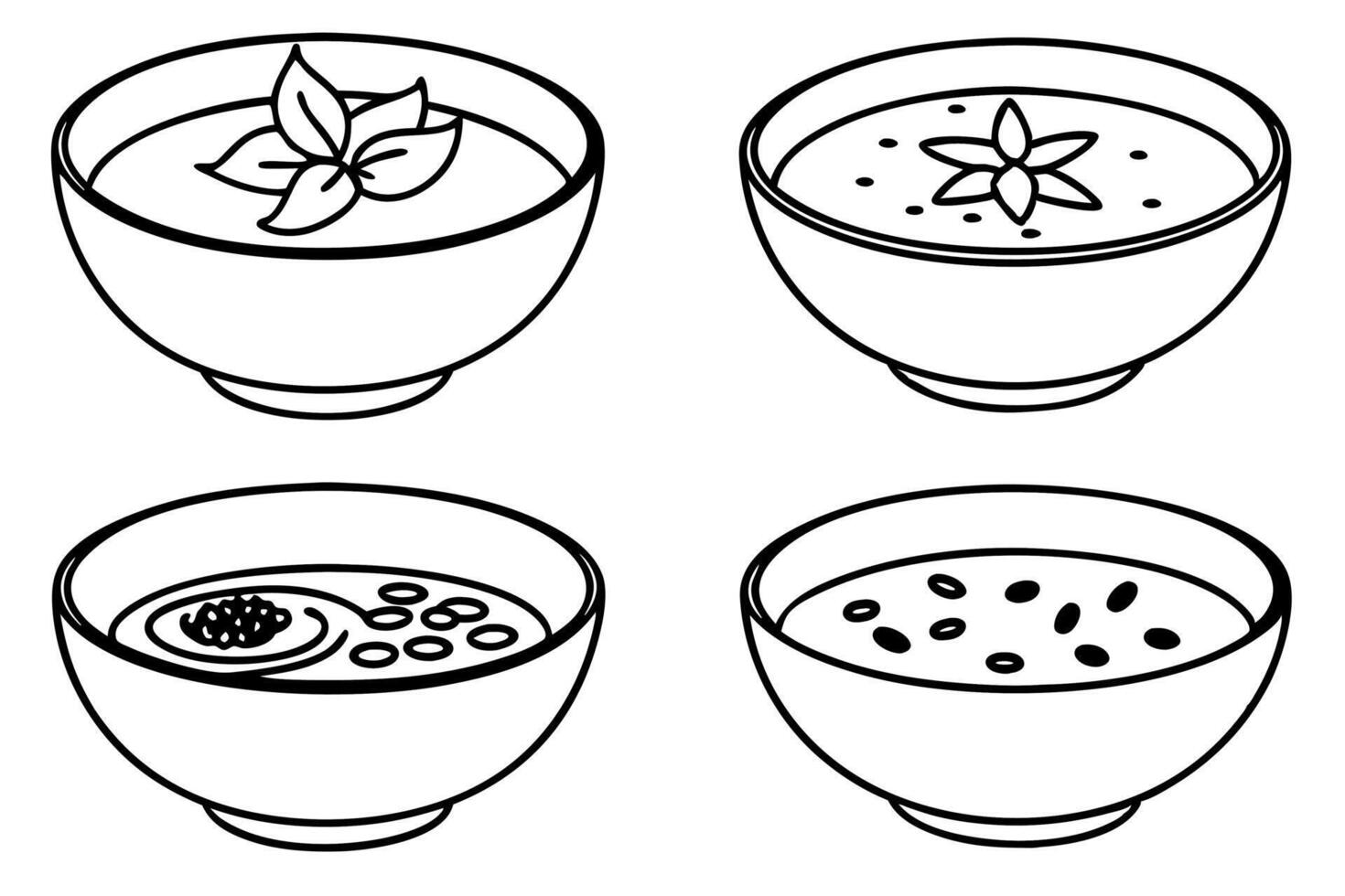 Tomato soups line art design charming food collection vector