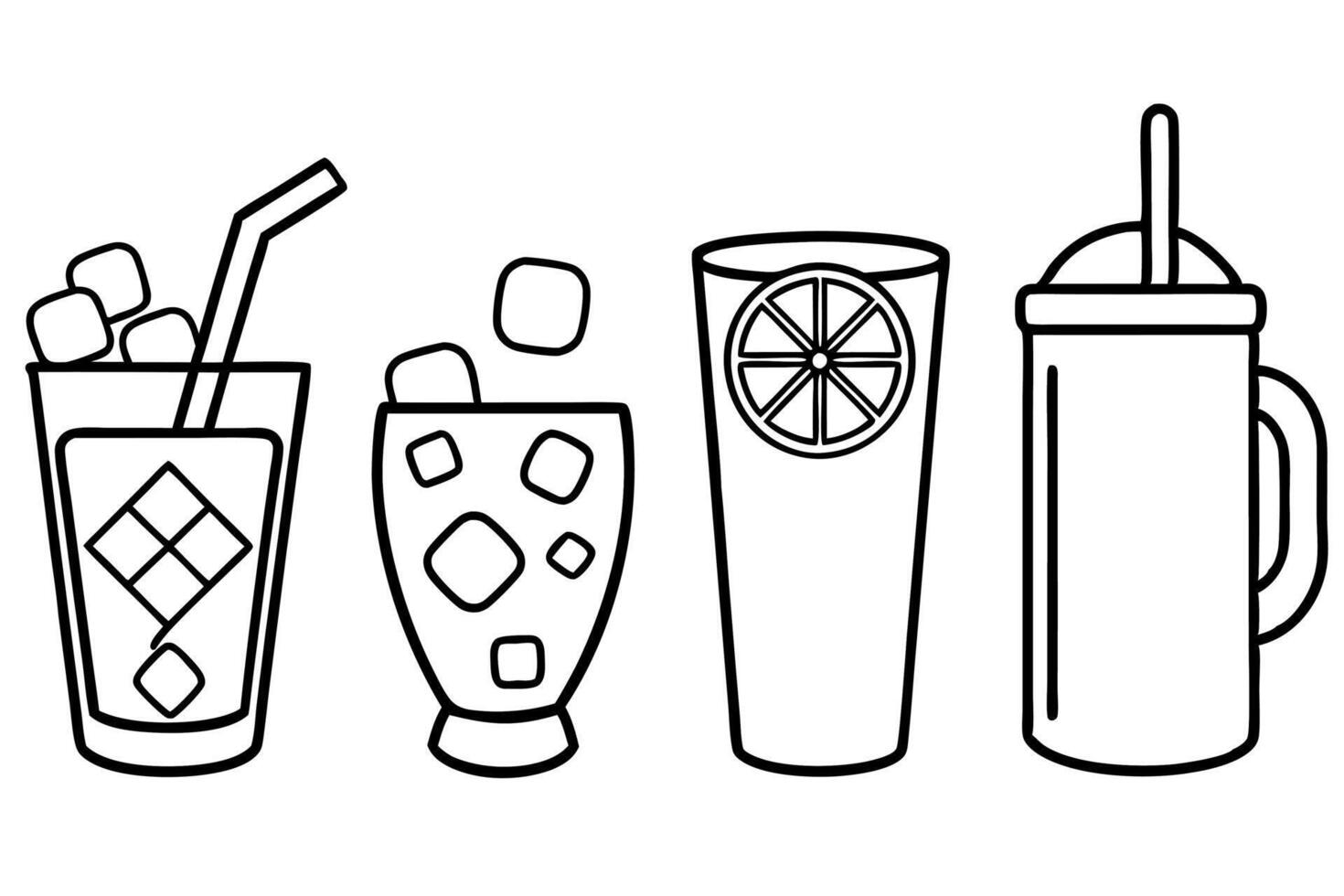 Iced tea line art beverage illustration classic design vector