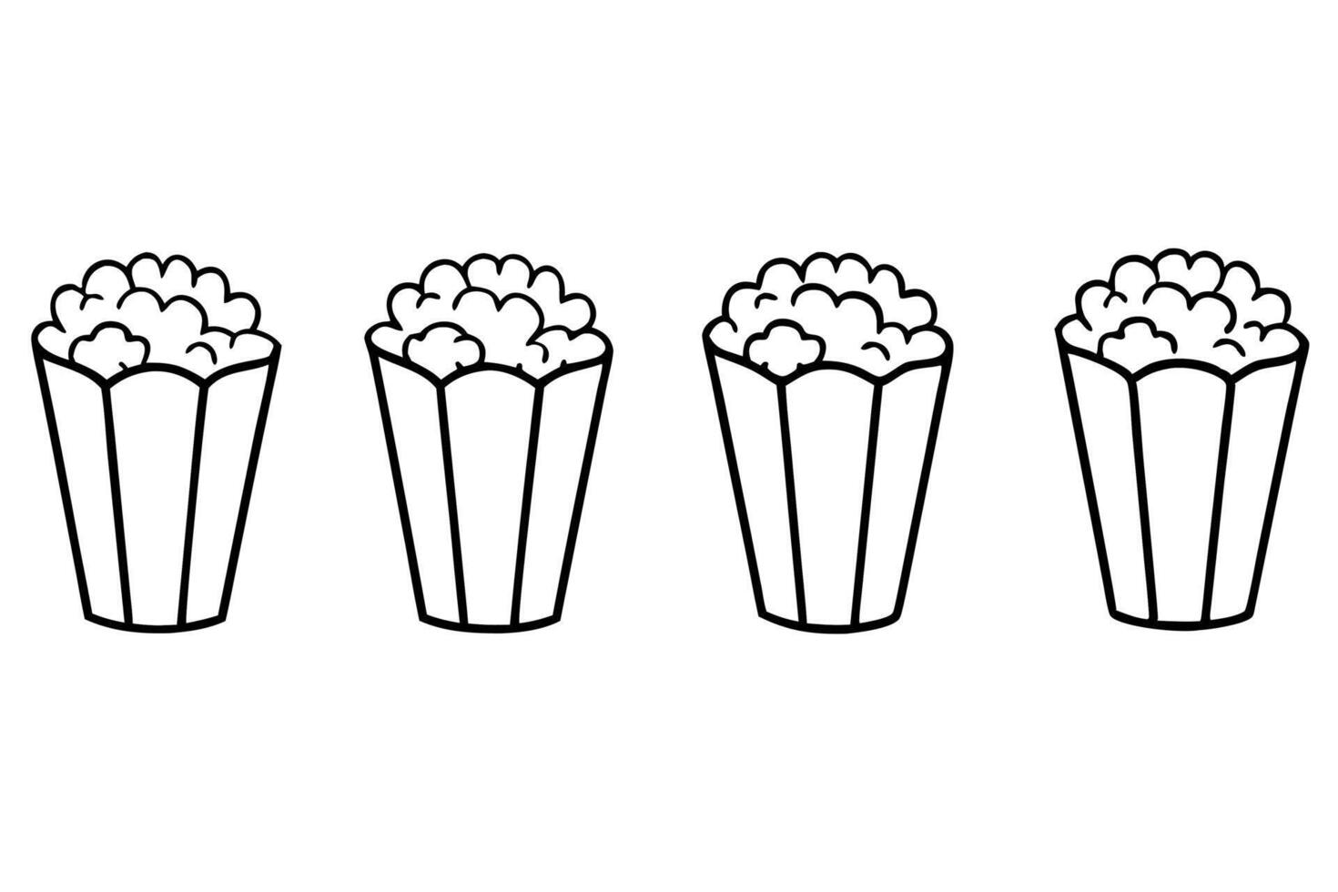 Popcorn delicate line art vintage food illustration style vector