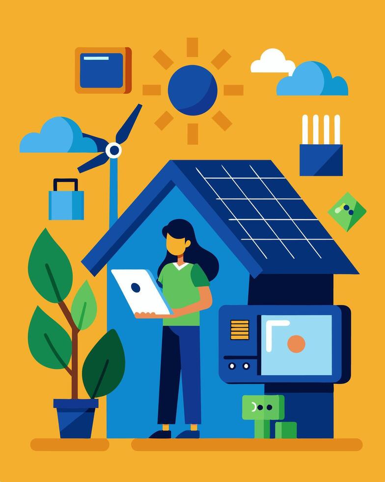 Master the art of maintaining solar panels through interactive workshops.. illustration. vector