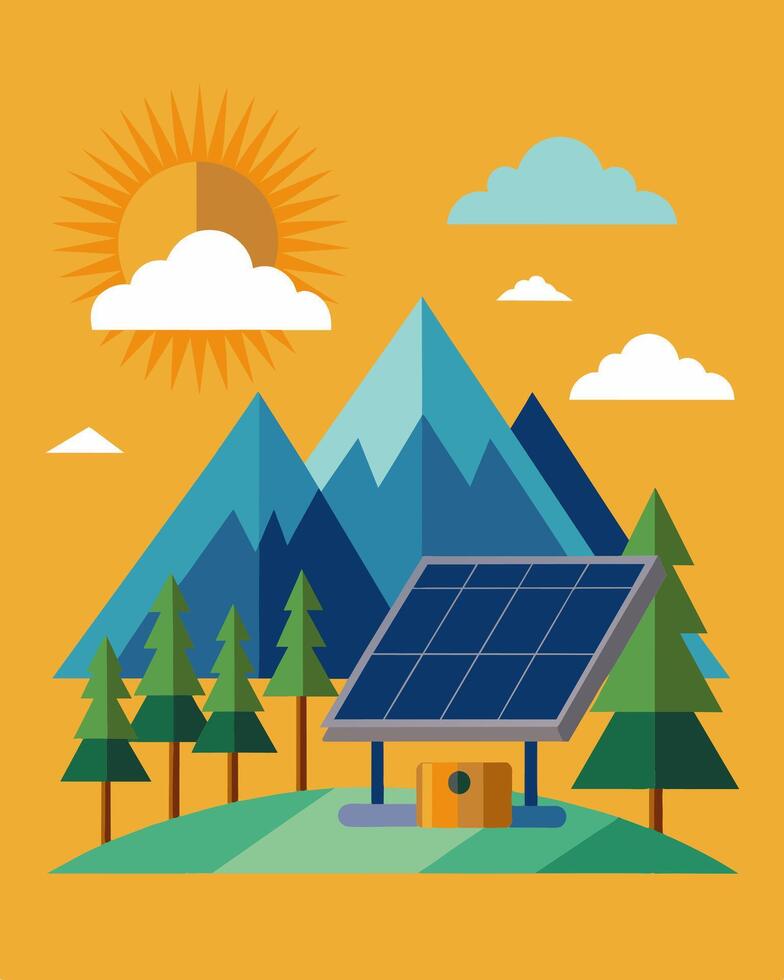 Solar charging panels are a musthave for any outdoor enthusiast looking to stay connected and capture every moment.. illustration. vector