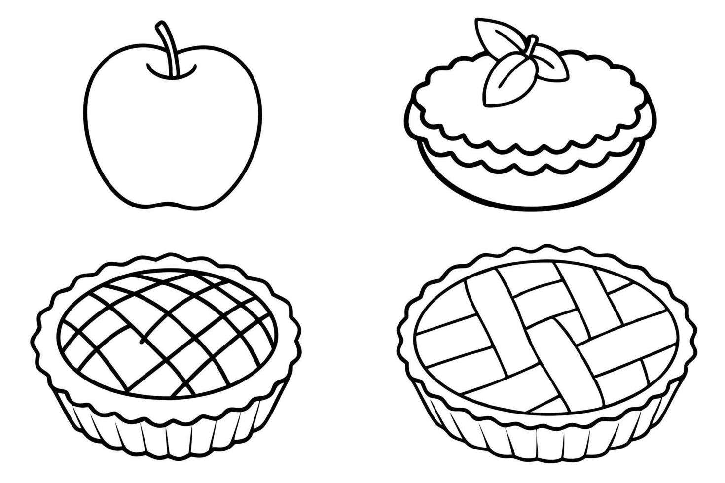 Apple Pie Line Art illustrating timeless dessert charm vector