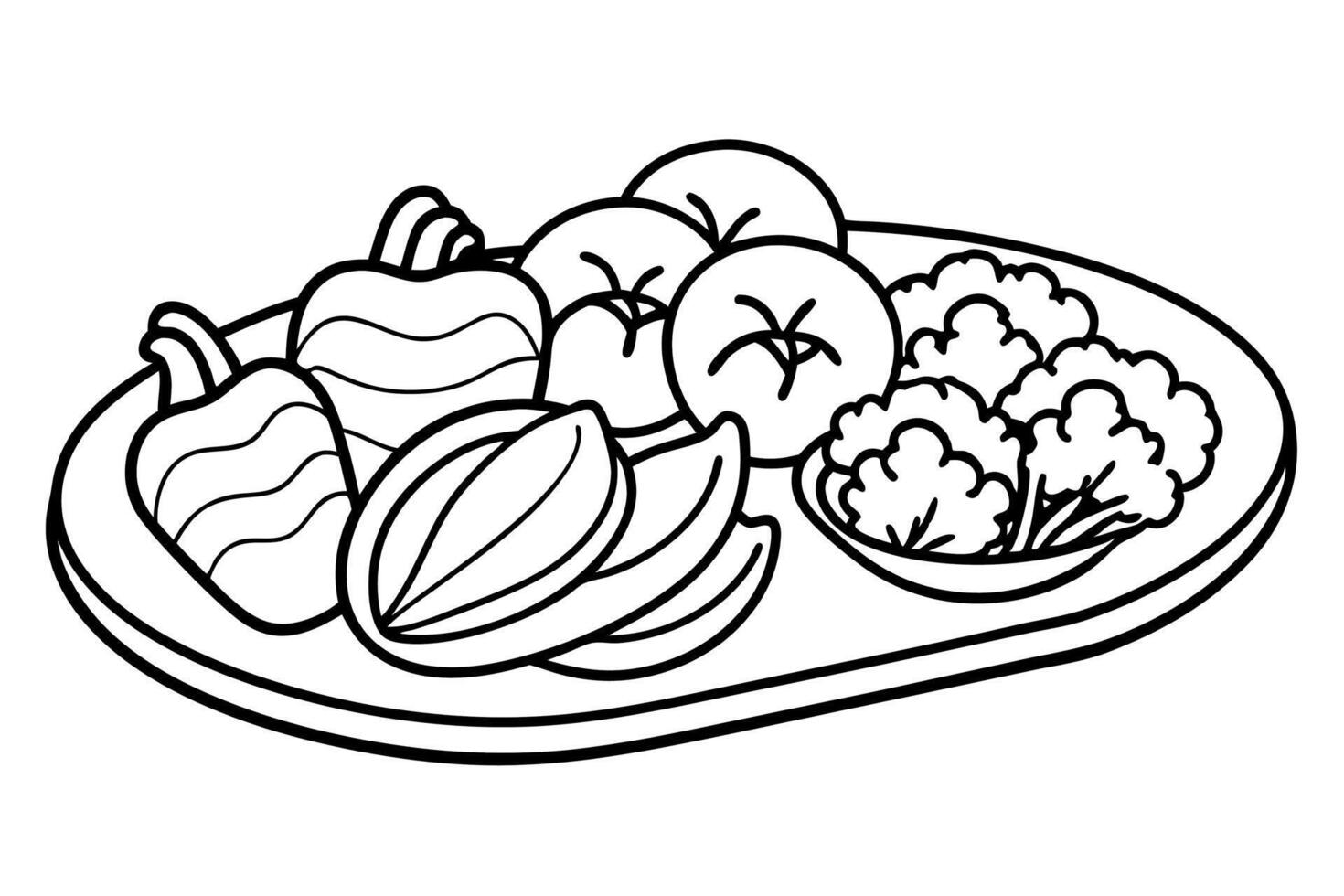 Vegetable platter artistic line art healthful design vector