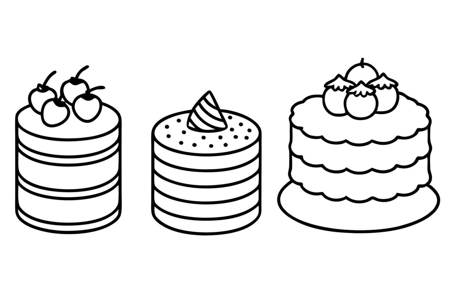 Cakes line art featuring sleek monoline dessert designs vector