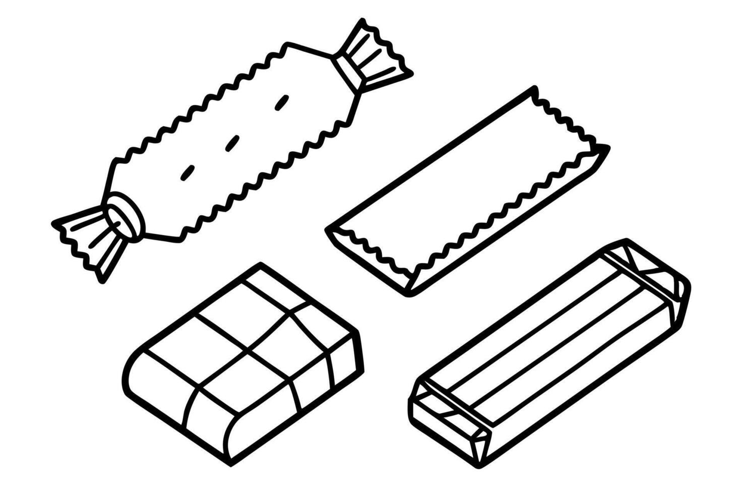 Candy Bars line art presenting delicate sweet illustrations vector