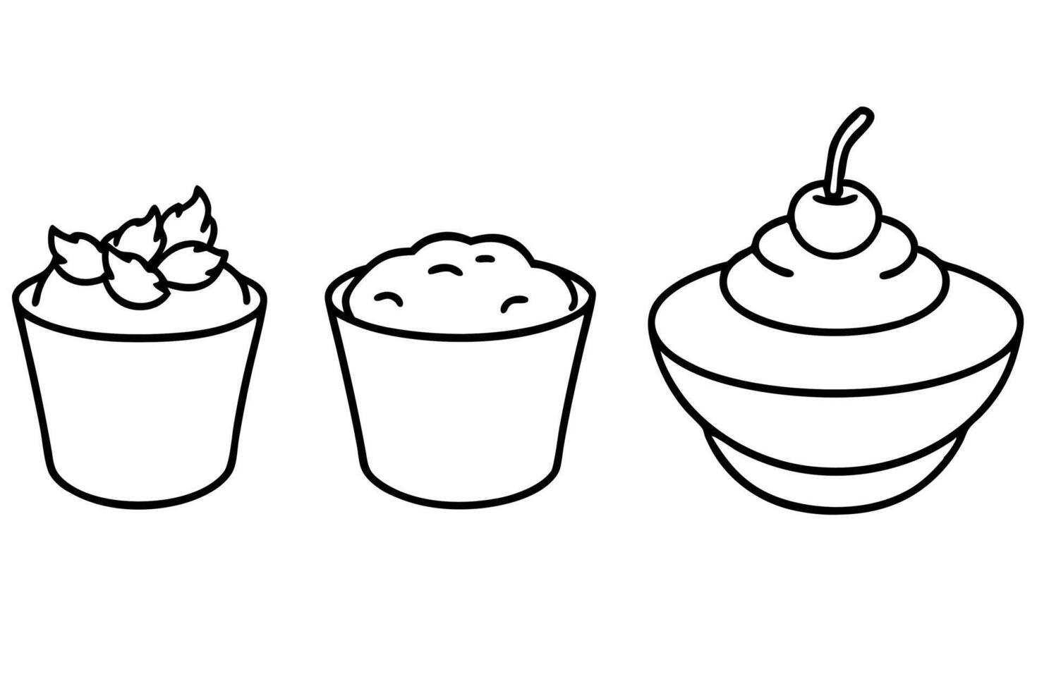 Yogurt Line Art Food Graceful Clean Detailed Illustrations Set vector