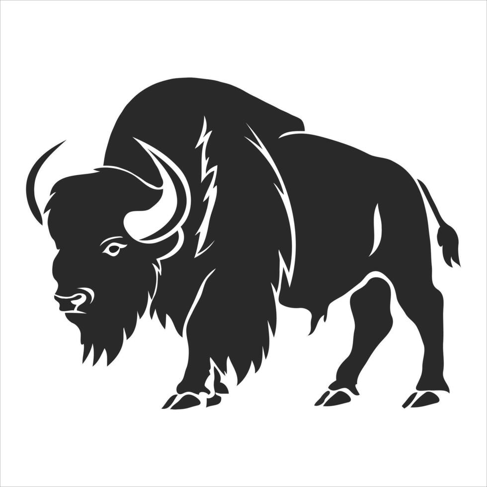 Silhouette bison logo design concept illustration vector