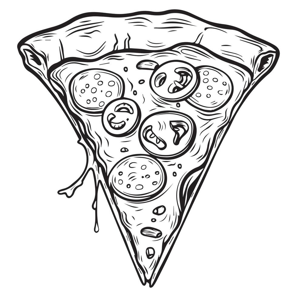 Pizza drawing style illustration vector