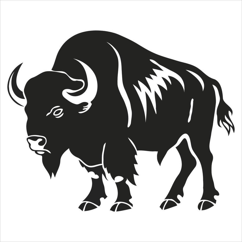 Silhouette bison logo design concept illustration vector