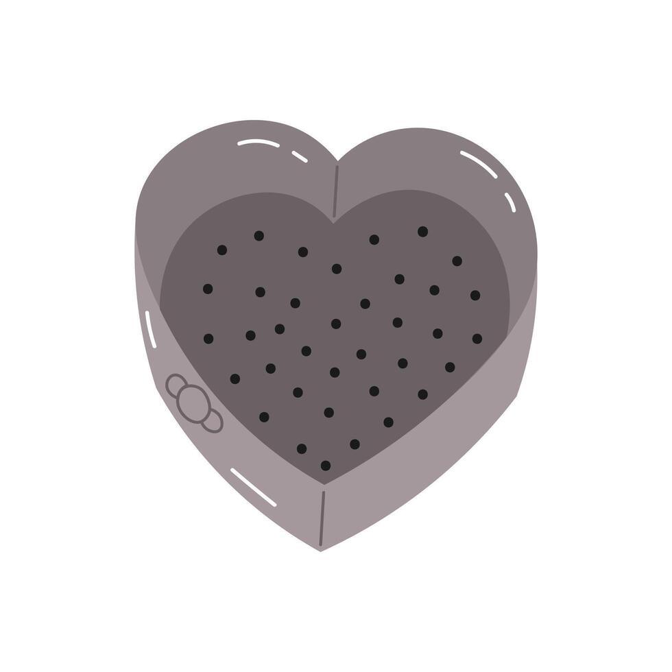 Detachable baking dish in heart shape with removable bottom. Hand drawn cake pan. illustration on white background. vector