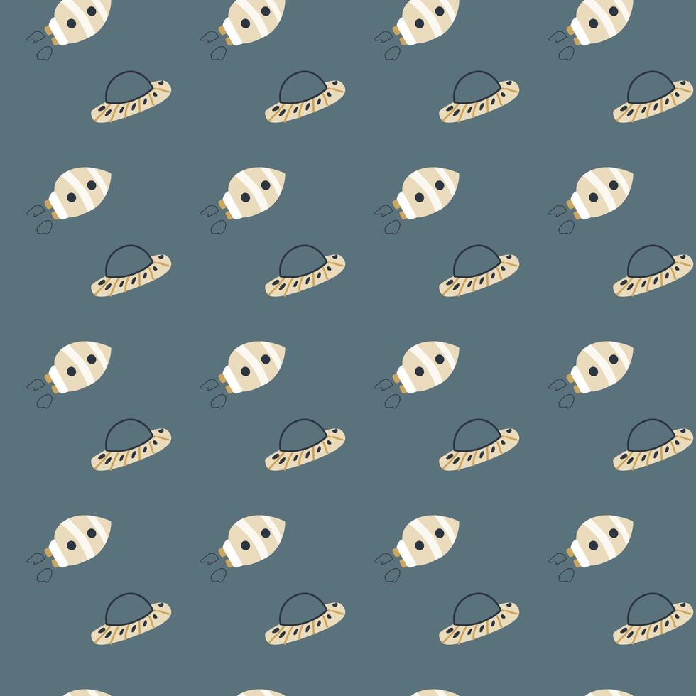 Childrens adventure pattern with cute galaxy elements. Space animal characters vector