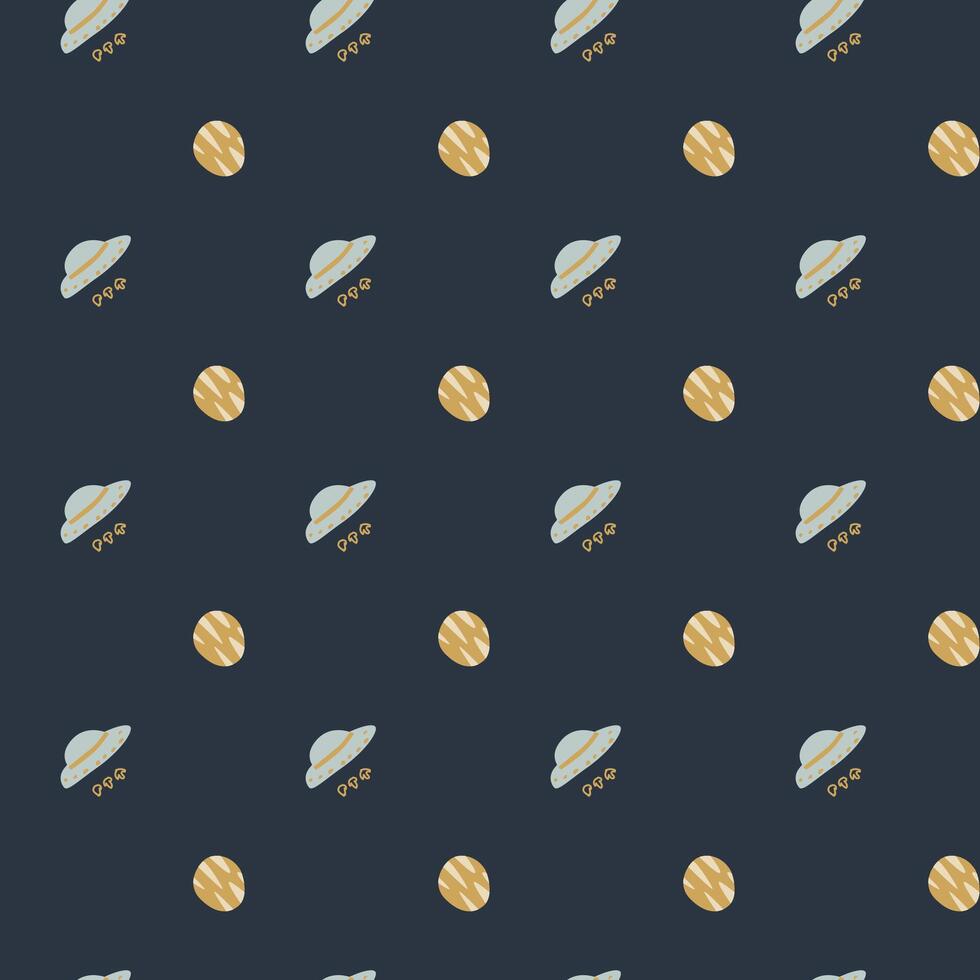 Childrens adventure pattern with cute galaxy elements. Space animal characters vector