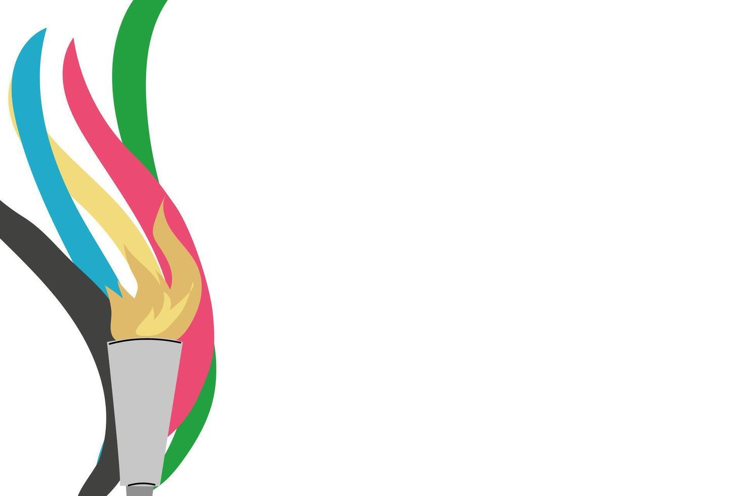 Sport torch with colorful wavy stripes background. Banner with olympic torch vector