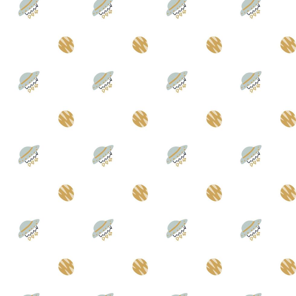 Childrens adventure pattern with cute galaxy elements. Space animal characters vector