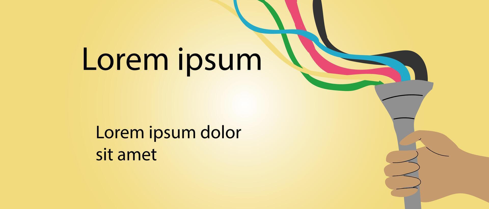 Sport torch with colorful wavy stripes background. Banner with olympic torch vector