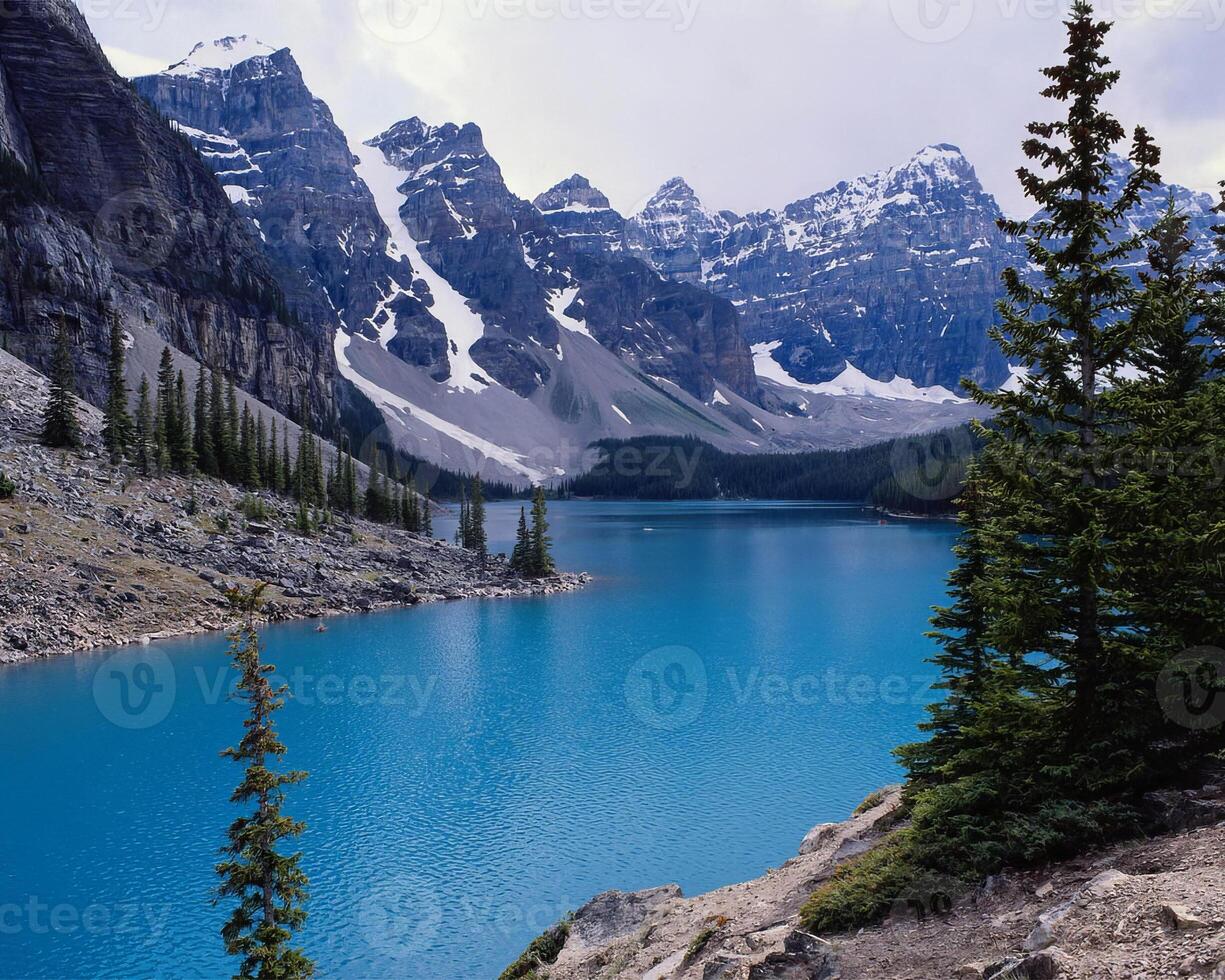 Mountains and lakes scene background, beautiful nature photo