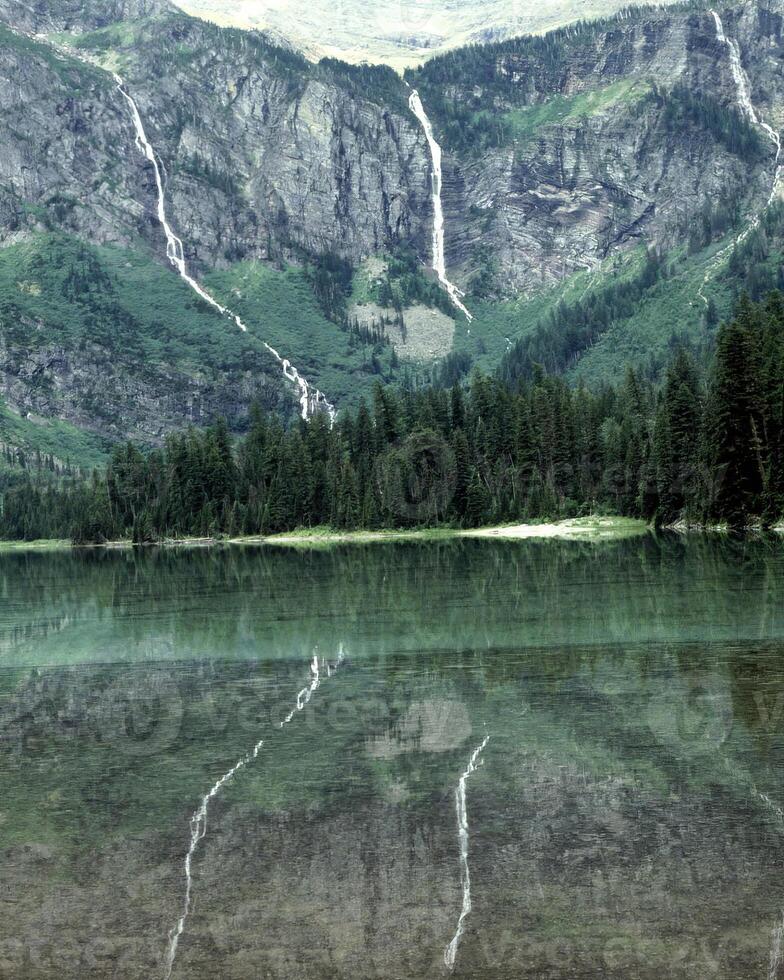 Mountains and lakes scene background, beautiful nature photo