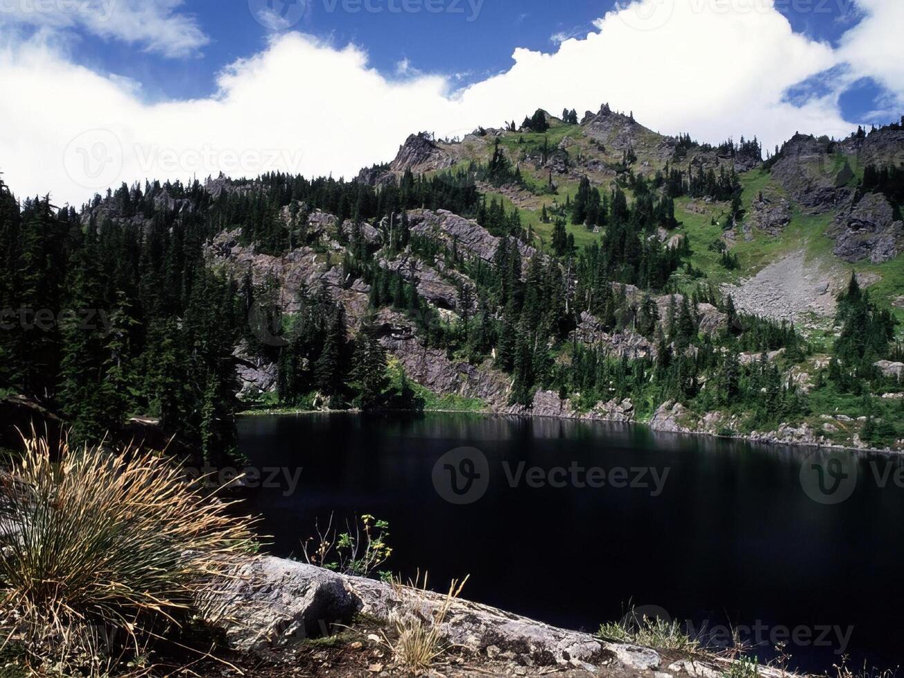Mountains and lakes scene background, beautiful nature photo