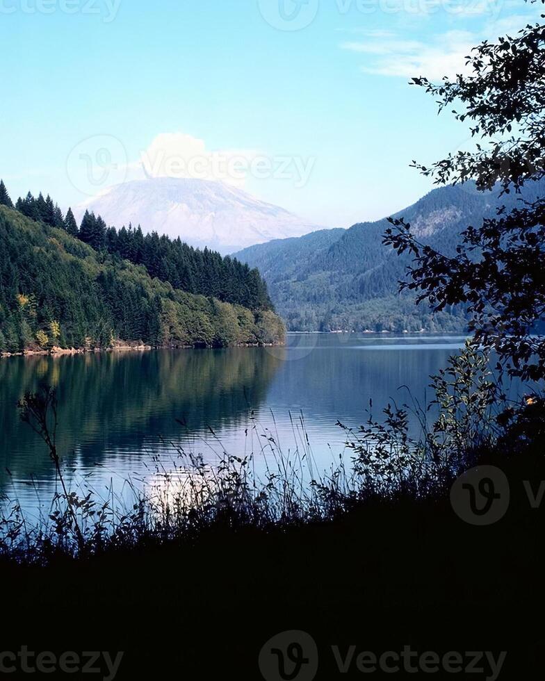 Mountains and lakes scene background, beautiful nature photo