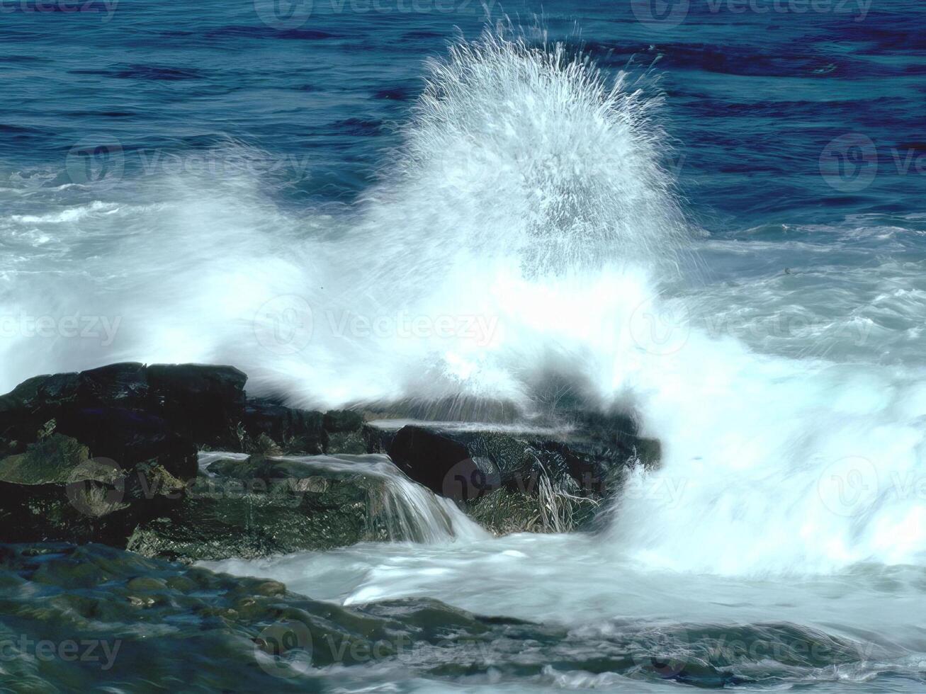 Sea waves, ocean shore, beach black and white photo background