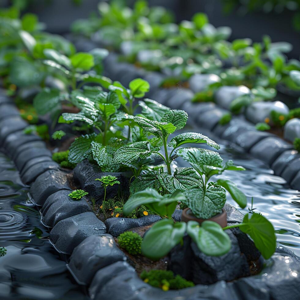Futuristic 3D-Rendered Smart Irrigation System for Efficient Agriculture Water Management on White Background photo