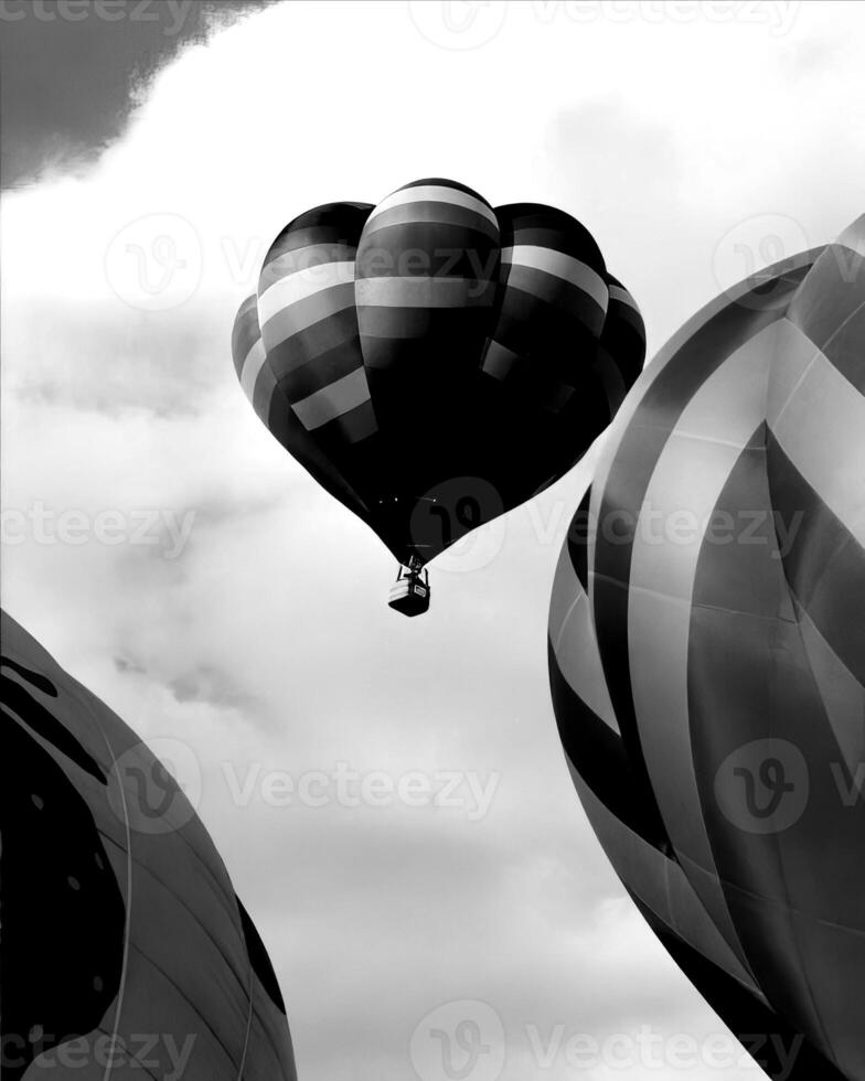 Black and white hot air balloons background photo