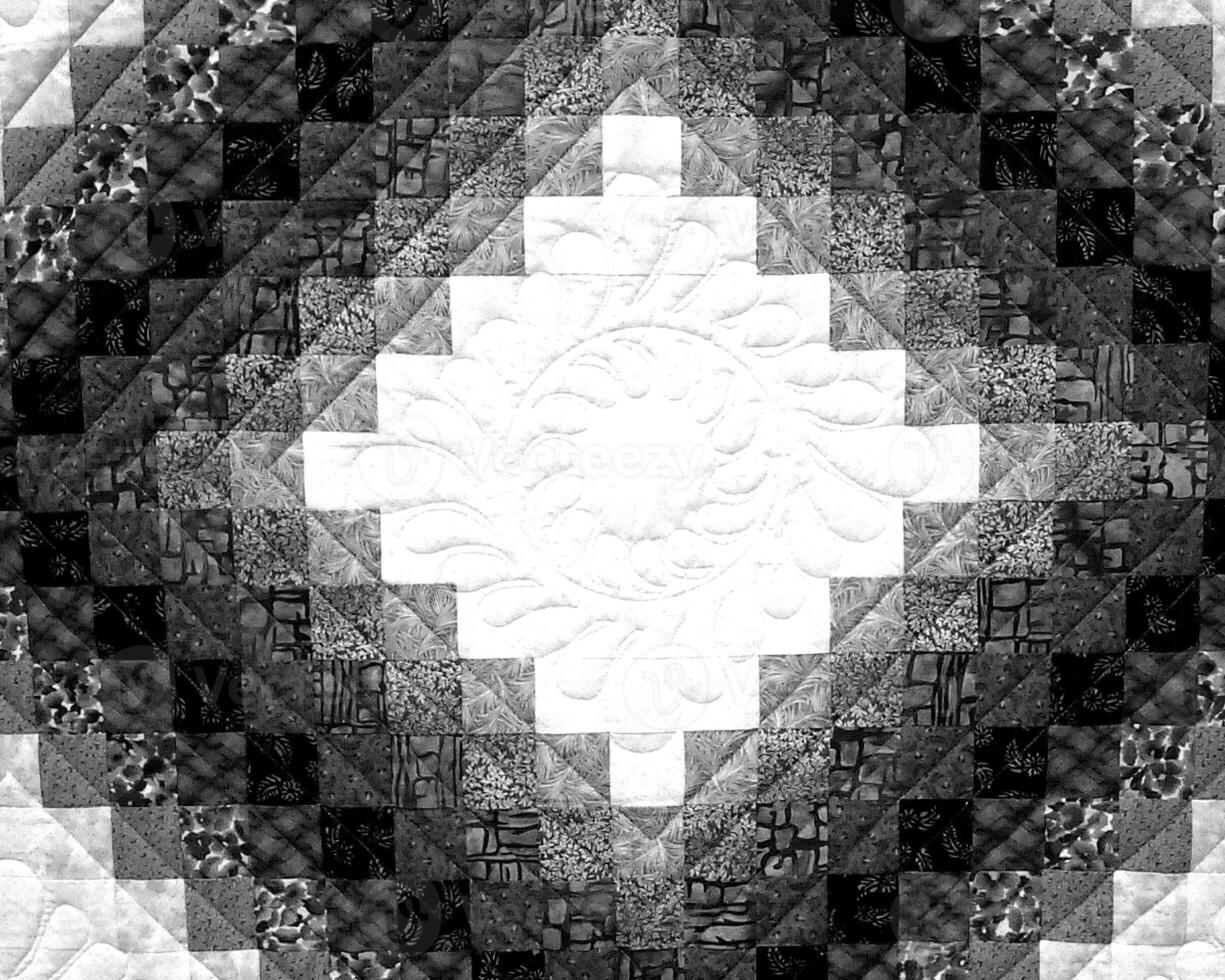 Abstract fabrics black and white background. Textile decoration close view photo