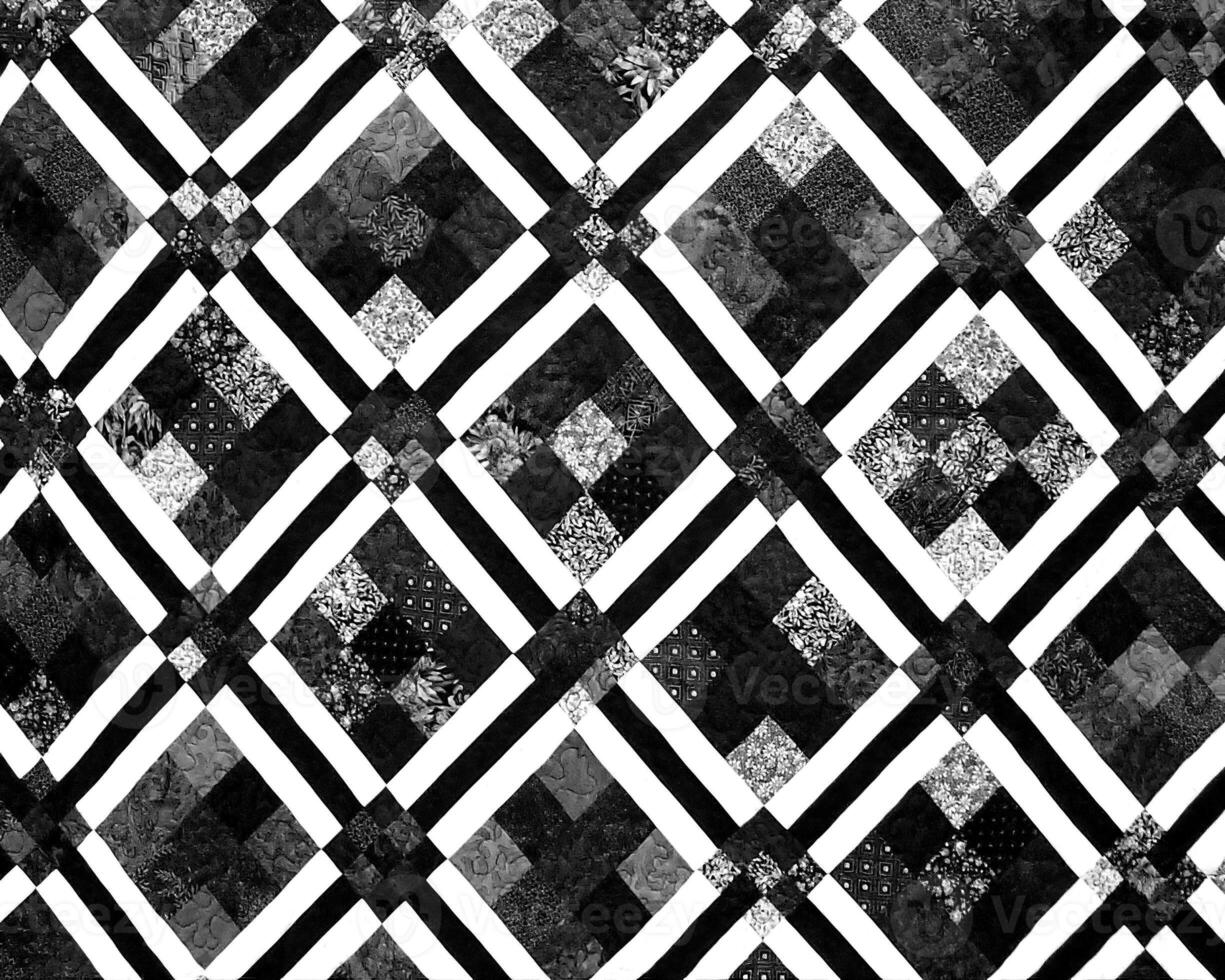 Abstract fabrics black and white background. Textile decoration close view photo