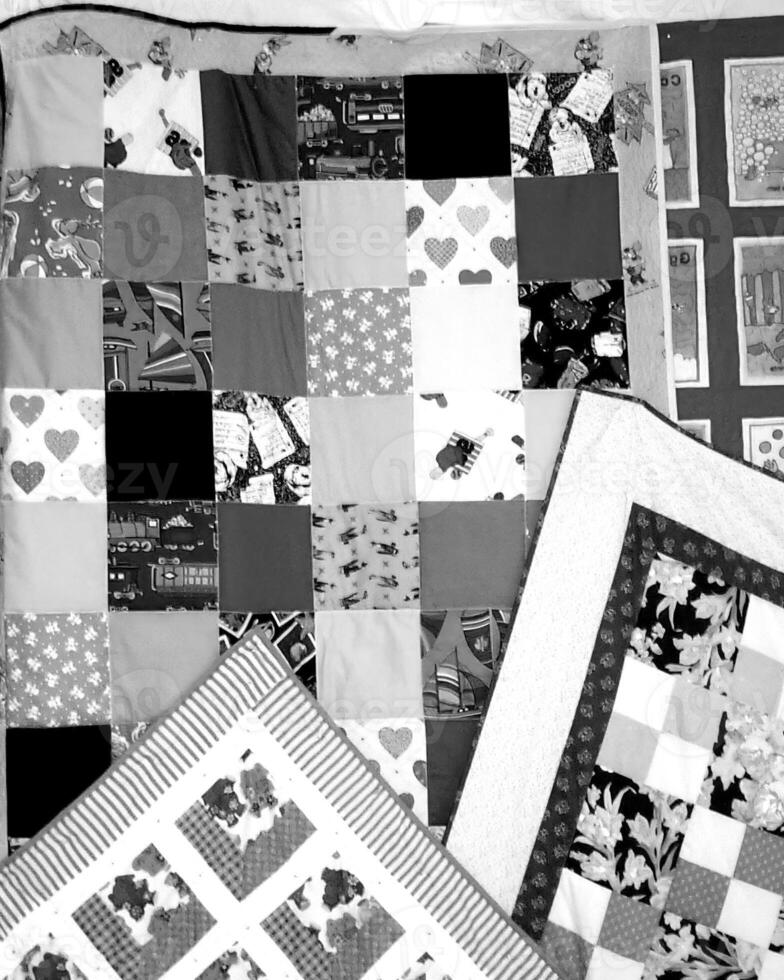 Abstract fabrics black and white background. Textile decoration close view photo