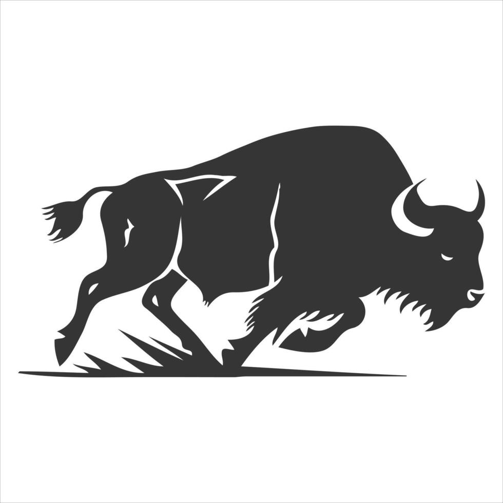 Silhouette bison logo design concept illustration vector