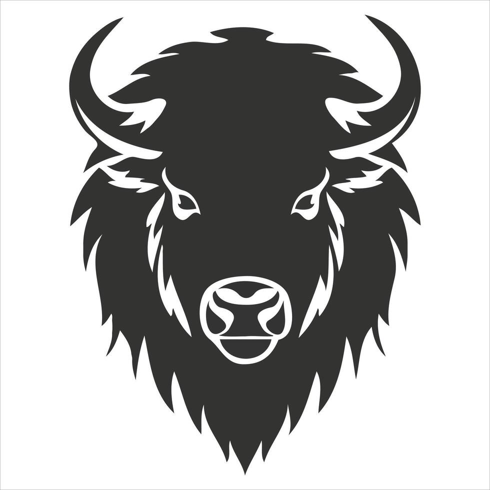 Silhouette bison logo design concept illustration vector