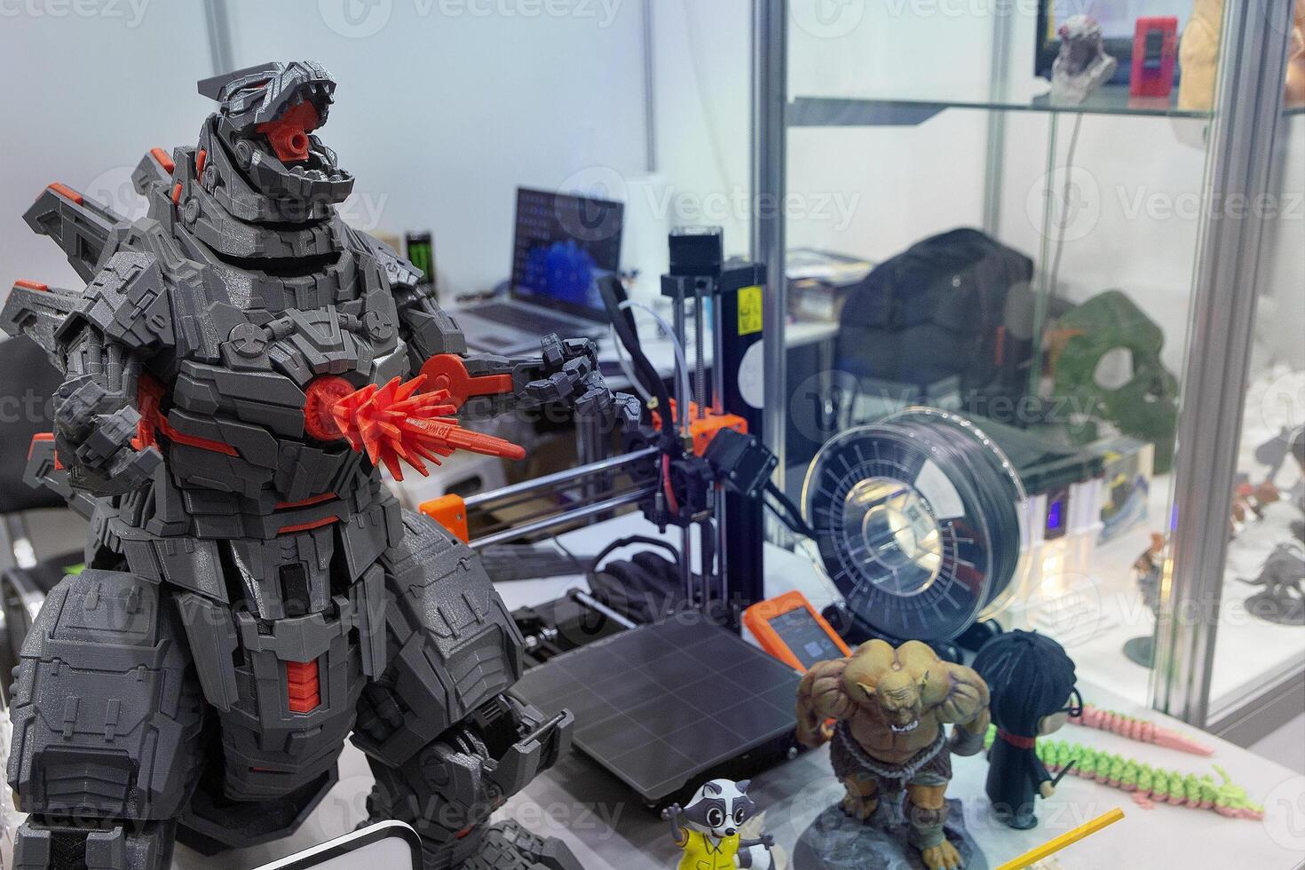 Samples of products made using 3D printing technology in an laboratory. photo