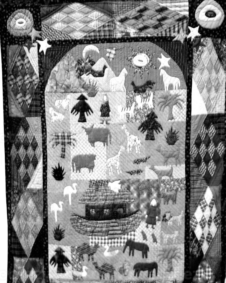 Abstract fabrics black and white background. Textile decoration close view photo